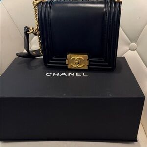 CHANEL Black Leather Crossbody with Gold CC Lock